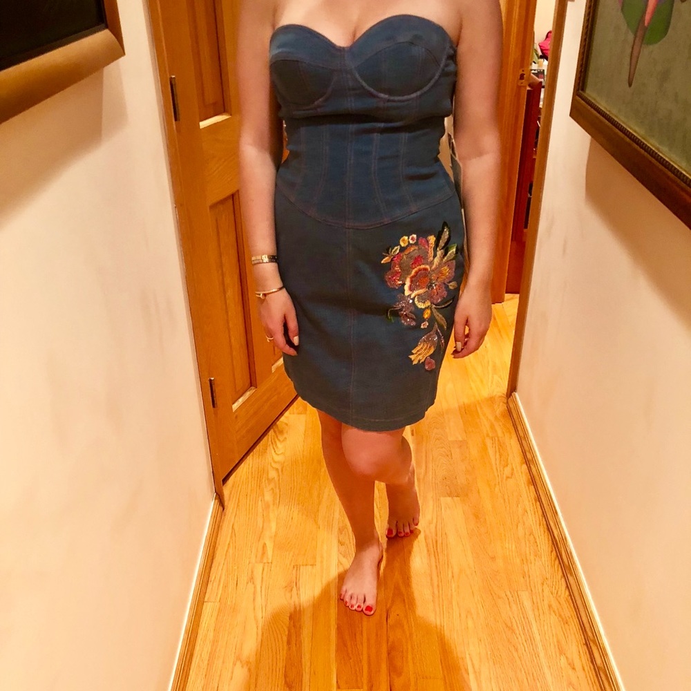 Escada denim dressy with bustier. Size 42 German.